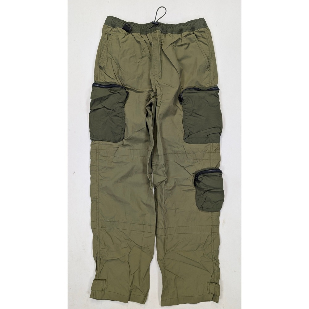 LCKR Mens Nylon Cargo Pants Olive Green Utility Techwear Joggers Size Medium